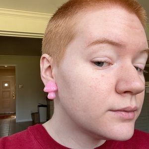 Pink Mushroom Earrings